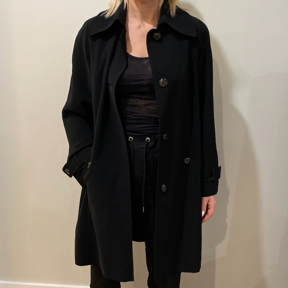 Gallery Black Long Trench Coat size XS